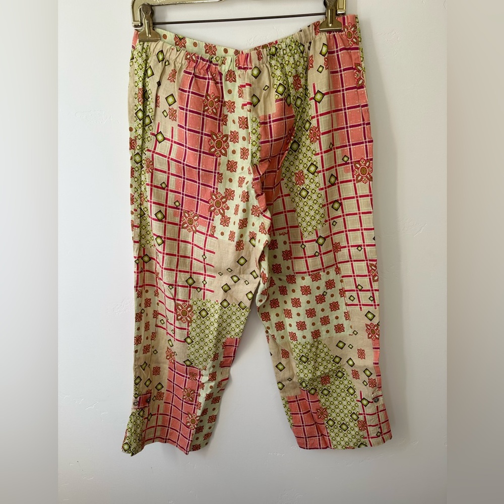Color me Cotton Womens Sz M NWT 100% Linen Colorful Capri Pants USA BY Click - Picture 2 of 5